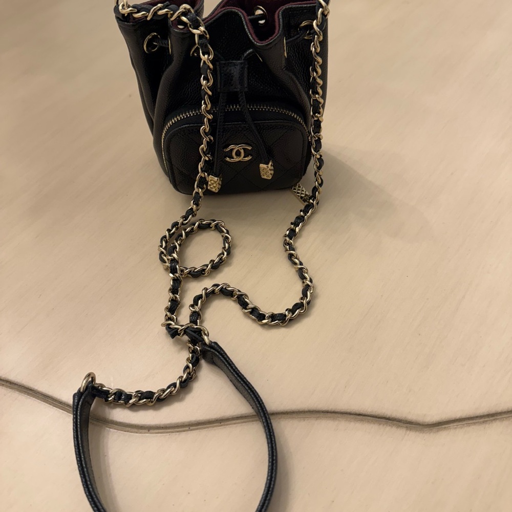 Chanel Mini Black Bag with Gold Chain